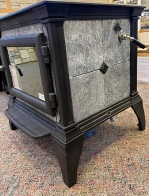 HearthStone Castleton Wood Stove – Polished Soapstone with Matte Black Cast Iron – view 2