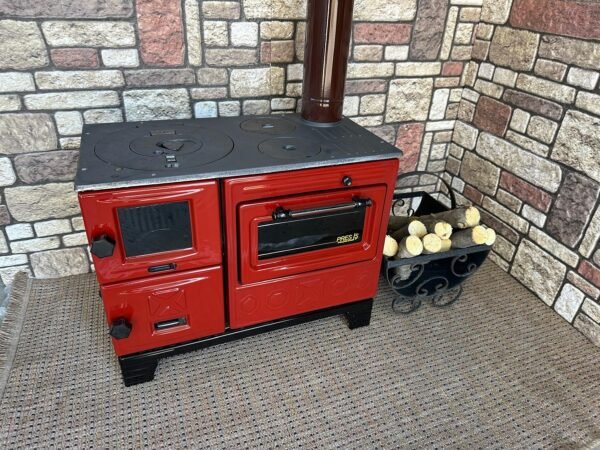 Enamel Cast Iron Wood-Burning Stove with Integrated Oven – view 3