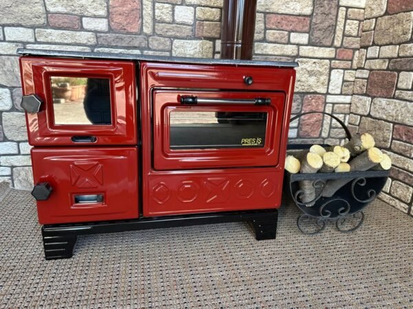 Enamel Cast Iron Wood-Burning Stove with Integrated Oven – view 2