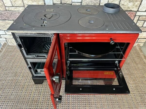 Enamel Cast Iron Wood-Burning Stove with Integrated Oven – view 4