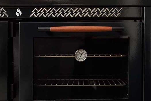 Heco 420 Wood & Coal Cook Stove — Solid Top, Glass Doors, Warming Closet