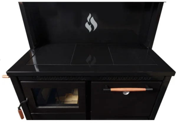 HC420-3PT-7 Heco 420 Wood & Coal Cook Stove — Three Panel Top, Glass Doors + Closet