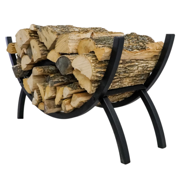 01 3 ft Crescent Metal Firewood Rack – Indoor/Outdoor | Woodhaven