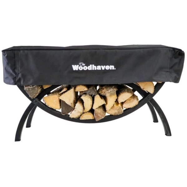 02 3 ft Crescent Metal Firewood Rack – Indoor/Outdoor | Woodhaven