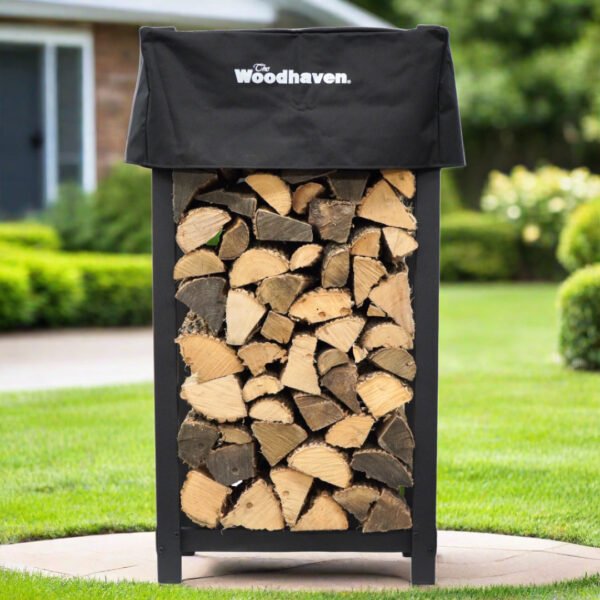 06 Woodhaven 4 x 2 Vertical Firewood Rack – Compact Steel Storage
