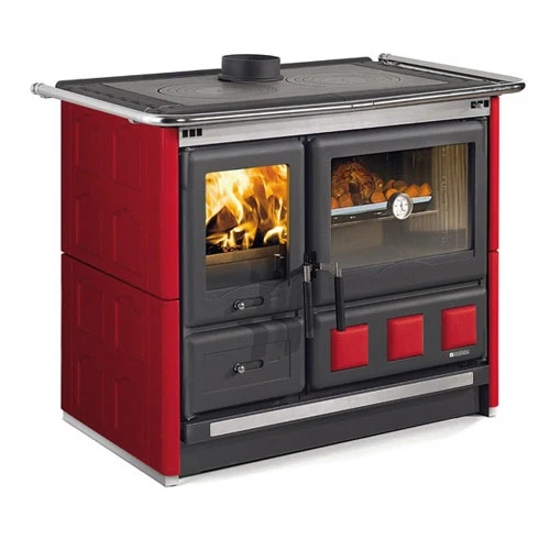 La Nordica Rosa XXL Maiolica Wood Cookstove — Burgundy